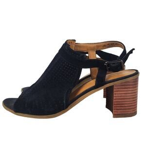 Franco Sarto Leather Harlet2 Peep Toe Sandals with Block Heel EUC 9.5 M